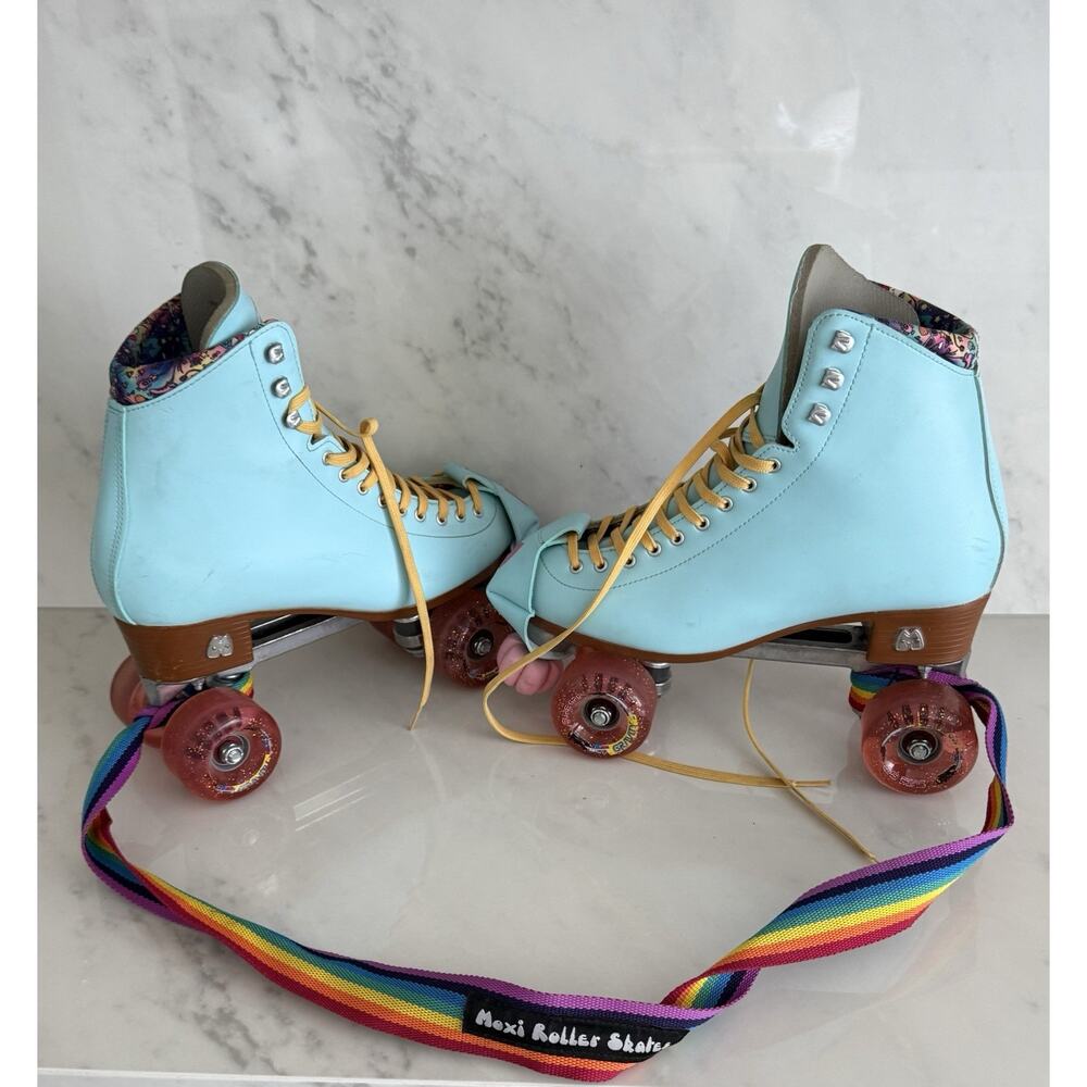 Moxi Beach Bunny Roller Skates - Pool Blue with Mustard Laces - Women's Size 10 - Picture 8 of 15